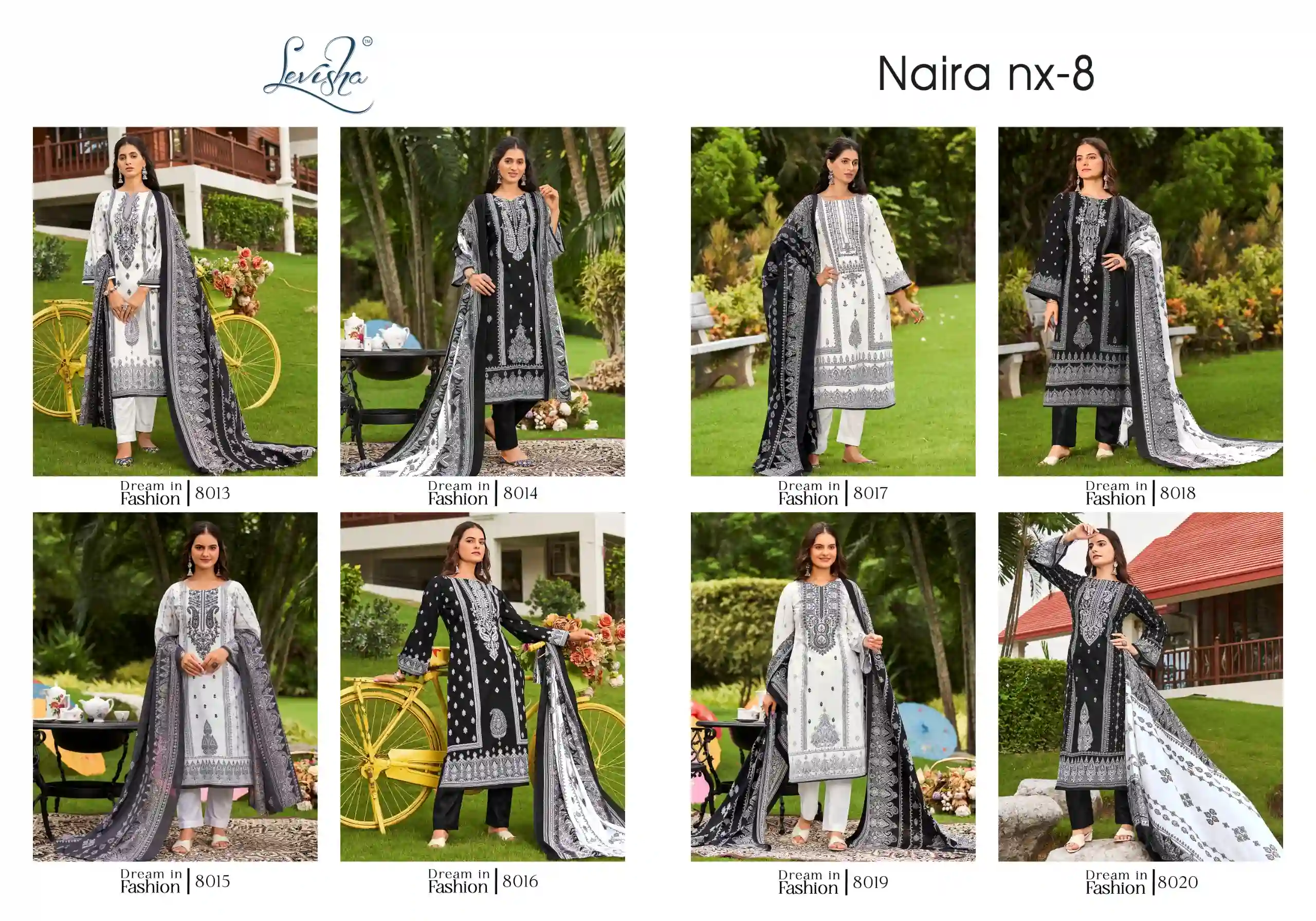 Levisha Naira Nx Vo 8 Black &amp; White Cotton Pakistani Style Print Wholesale Pakistani Salwar Suit Catalog — Wholesale Pakistani Suits, Levisha wholesale from Surat — view 8